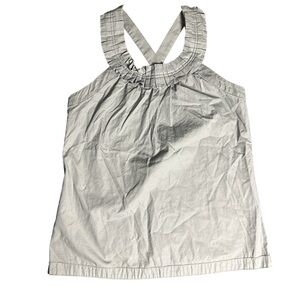 J. Crew Gray Crisscross Ruffle Top Size: 4
